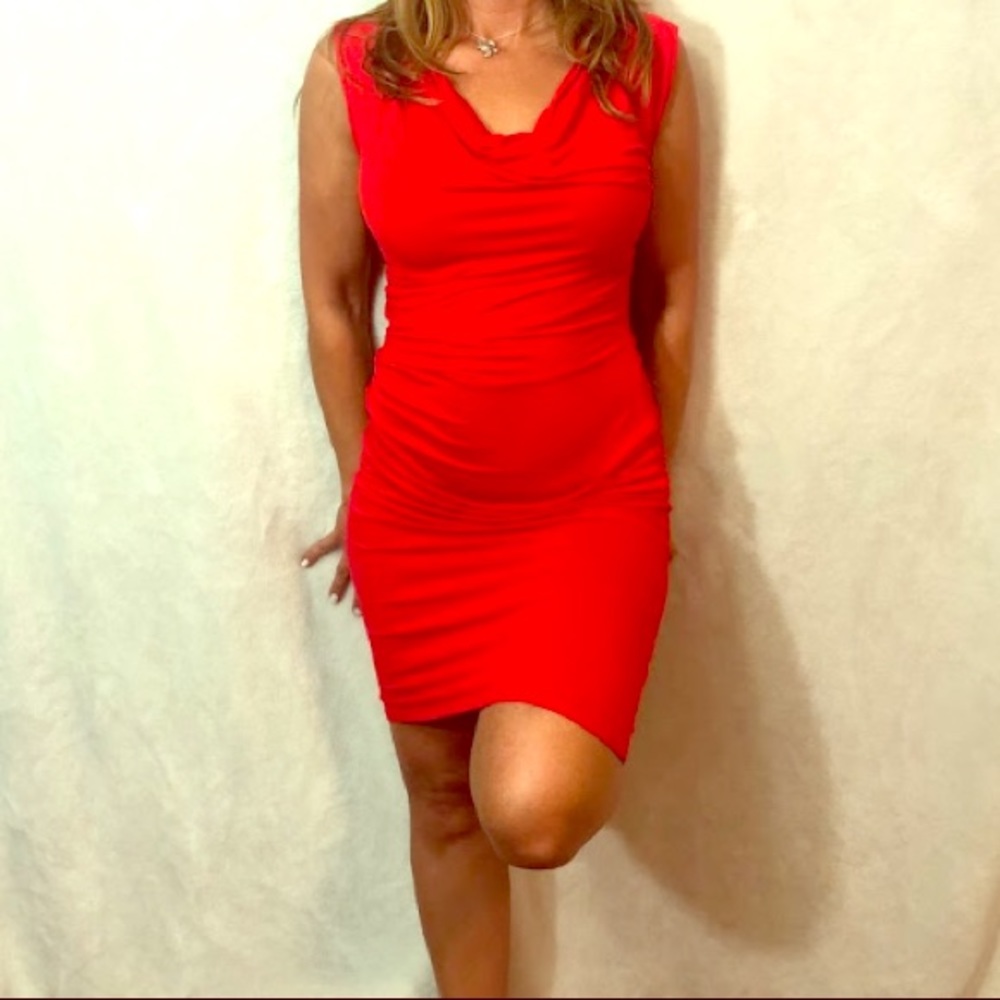 Red midi dress